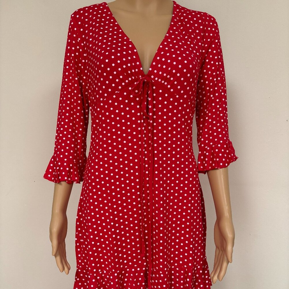 MISSGUIDED Red & White Polka Dot Dress NWT Size 12